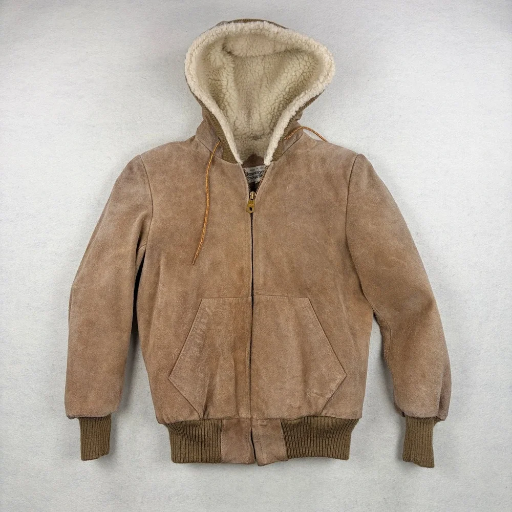 VTG 80s Bloomingdale's Boys Shop Vintage Suede Leather Sherpa Bomber Jacket